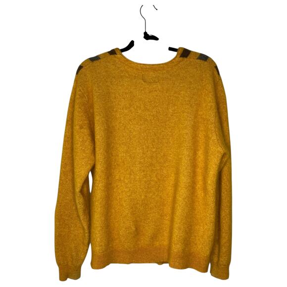 Beams Plus Sweater Size Large Cardigan Yellow Contrast Stripe Mohair Nylon Japan - Picture 3 of 13